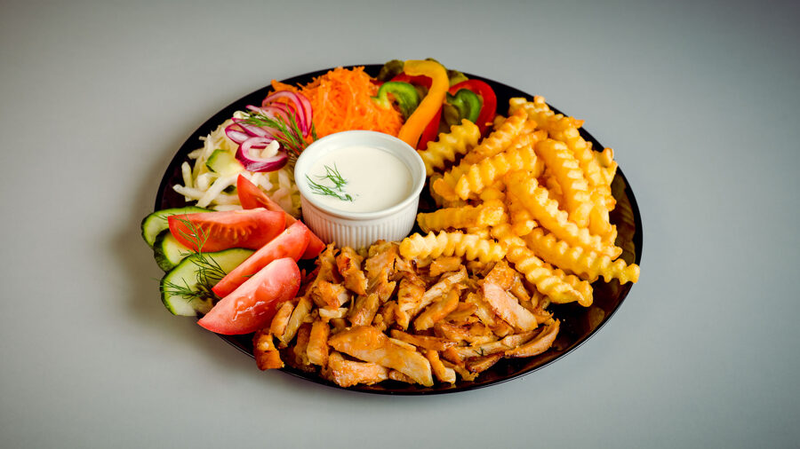 Large CHICKEN Kebab on a plate  